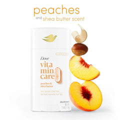 Dove VitaminCare+ Aluminum Free Deodorant Stick for 72H Odor Protection Peaches & Shea Butter Breathable Deodorant for Women 2.6 oz