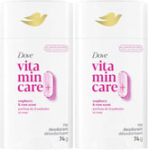 Dove VitaminCare+ Aluminum Free Deodorant Stick for 72H Odor Protection Raspberry & Rose Breathable Deodorant for Women 2.6 oz,(Pack of 2)