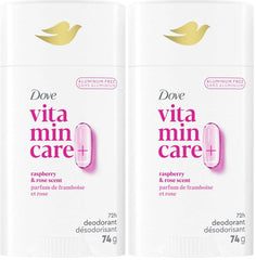 Dove VitaminCare+ Aluminum Free Deodorant Stick for 72H Odor Protection Raspberry & Rose Breathable Deodorant for Women 2.6 oz,(Pack of 2)