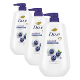 Dove Body Wash Unwind Blueberry & Moon Milk For 24hr Lotion-Soft Skin Moisturizing Skin Cleanser with No Sulfates No Parabens 30.6 oz (Pack of 3)