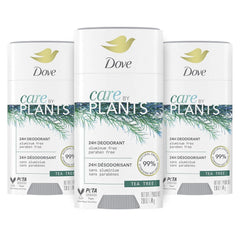 Dove Care by Plants Deodorant Stick for long-lasting deodorant protection Tea Tree aluminum free deodorant 2.6 oz 3 Count