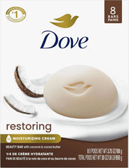 Dove Beauty Bar Soap Restoring Coconut & Cocoa Butter, Bars for Restored Skin, Nourishes Skin 3.75 oz (Pack of 72)