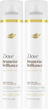 Dove Advanced Dry Shampoo Brunette Brillance Refresh & Revive Hair Without Water Refresh Hair with a Hint of Brunette Tint 7.3 oz (Pack of 2)