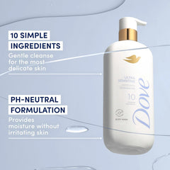 Dove Ultra Sensitive Serum Body Wash Fragrance Free, 18.5 oz I Fragrance-free serum body wash with only 10 essential ingredients for sensitive skin