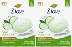 Dove Beauty Bar Soap Cool Moisture Cucumber & Green Tea Scent,for Refreshed Skin,Leaves Skin Refreshed 3.75 oz,(Pack of 16)