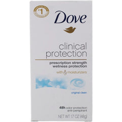 Dove Deodorant for Women, Clinical Protection Antiperspirant, Original Clean 6-Pack – Prescription Strength Wetness Protection with ¼ Moisturizers, 1.7 Oz Ea
