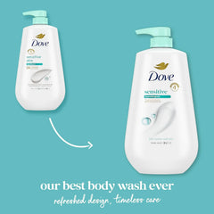 Dove 24hr Lotion Body Wash Sensitive Skin with Pump, 30.6 oz | Hypoallergenic body wash with MicroMoisture technology for 24-hour hydration and soft skin