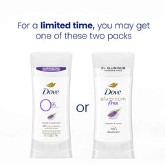 Dove 0% Aluminum Deodorant Stick Non irritating for Underarm Care Lavender and Vanilla Kindest Aluminum free 2.6 oz
