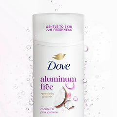Dove Deodorant Stick for 72 Hour Odor Protection Coconut & Pink Jasmine Aluminum Free 2.4 oz (Pack of 2)