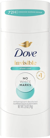 Dove Advanced Care Antiperspirant Deodorant Stick Sheer Cool for Soft, Resilient Skin, with 72-Hour Sweat & Odor Protection, 2.6 oz (Pack of 12)
