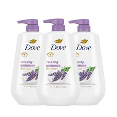 Dove Body Wash with Pump Relaxing Lavender Oil & Chamomile 3 Count for Renewed, Healthy-Looking Skin Gentle Skin Cleanser with 24hr Renewing MicroMoisture 30.6 oz