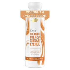 Dove Plant Milk Body Wash Coconut & Lychee, 17.5 fl oz I Plant milk body wash with coconut milk blend and tropical lychee scent for soft, moisturized and healthy-looking skin