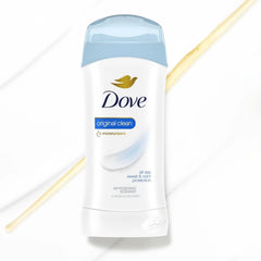 Dove Antiperspirant Stick, All Day Sweat Control, Kind to Skin, Alochol Free, Scent: Original Clean, Size: 2.6 oz (2 Pack)