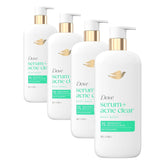 Dove Body Wash Acne Clear Clears & helps prevent acne 1% clearing salicylic acid-acne treatment 18.5 Fl oz (Pack of 4)