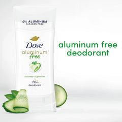 Dove Aluminum Free Deodorant for Women Cucumber and Green Tea 72 hour odor protection 2.6 oz