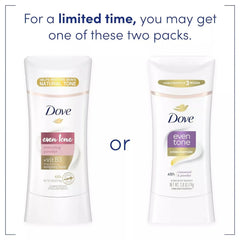 Dove Even Tone Antiperspirant Deodorant for Uneven Skin Tone Restoring Powder Sweat Block for All-Day Fresh Feeling 2.6 oz 3 Count