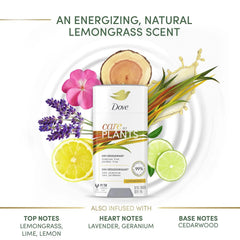 Dove Care by Plants Deodorant Stick for long-lasting deodorant protection Lemongrass aluminum free deodorant 2.6 oz 3 Count