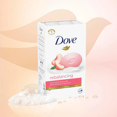 Dove Rebalancing Beauty Bar Soap 6 Count, White Peach & Rice Milk, 3.75 oz I Plant-based beauty bar with white peach and rice milk for soft, moisturized skin