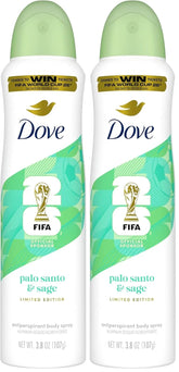 Dove Advanced Care Dry Spray Antiperspirant, Palo Santo & Sage, 72h Sweat & Odor Protection, Alcohol Free – FIFA World Cup Limited Edition, 3.8 oz (Pack of 2)