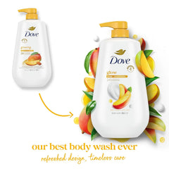 Dove Body Wash with Pump 3 Count Glowing Mango & Almond Butter for Renewed, Healthy-Looking Skin Gentle Skin Cleanser with 24hr Renewing MicroMoisture 30.6 oz