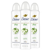 Dove Aluminum Free Deodorant Spray for Women 3 Count Cucumber & Green Tea 72 hour odor protection 4 oz