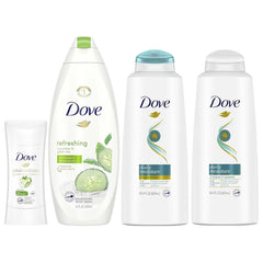 Dove Cool Moisture Regimen Pack - 2 Hair and 2 Skin Products for Soft Skin and Clean Hair