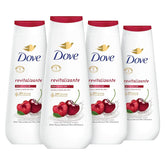 Dove Body Wash Revitalizante Cherry & Chia Milk 4 Count for Renewed, Healthy-Looking Skin Gentle Skin Cleanser with 24hr Renewing MicroMoisture 20 oz