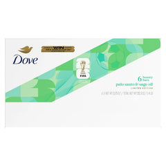 Dove FIFA Beauty Bar Soap 6 Count, Palo Santo & Sage Oil, 3.75 oz I Limited edition moisturizing beauty bar with Palo Santo and Sage Oil for soft, smooth skin