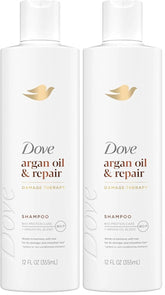 Dove Shampoo Argan Oil & Repair for Fine Hair with Bio-Protein Care Technology and Argan Oil Blend 12 Fl Oz,(Pack of 2)
