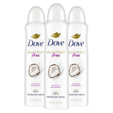 Dove Aluminum Free Deodorant Spray for Women 3 Count Coconut & Pink Jasmine 72 hour odor protection 4oz
