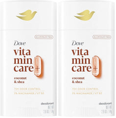 Dove VitaminCare+ Aluminum Free Deodorant Stick for 72H Odor Protection Coconut & Shea Breathable Deodorant for Women 2.6 oz,(Pack of 2)