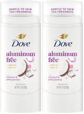 Dove Deodorant Stick for 72 Hour Odor Protection Coconut & Pink Jasmine Aluminum Free 2.4 oz (Pack of 2)