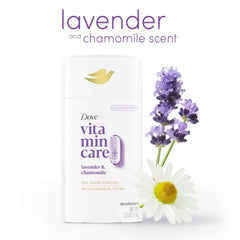 Dove VitaminCare+ Aluminum Free Deodorant Stick for 72H Odor Protection Lavender & Chamomile Breathable Deodorant for Women 2.6 oz