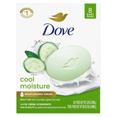 Dove Cool Moisture Beauty Bar Soap 8 Count, Refreshing Cleanser, 3.75 oz I Moisturizing beauty bar with cucumber and green tea scent for refreshed, soft skin