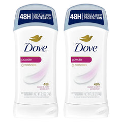 Dove Invisible Solid Antiperspirant Deodorant Stick 2 Count Powder, for Women, For All Day Underarm Sweat & Odor Protection 2.6 oz