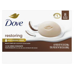 Dove Beauty Bar Soap Restoring Coconut & Cocoa Butter, Bars for Restored Skin, Nourishes Skin 3.75 oz (Pack of 72)