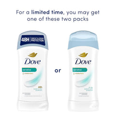 Dove Invisible Solid Antiperspirant Deodorant Stick Sensitive for Women, For 48H Underarm Sweat & Odor Protection 2.6 oz