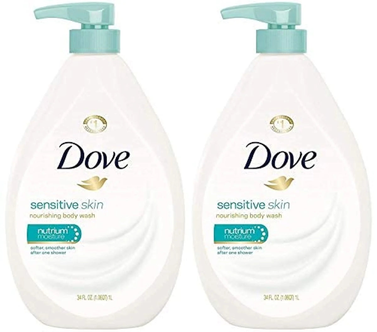 Dove Body Wash, Sensitive Skin Pump,34 Fl Oz (Pack of 2)