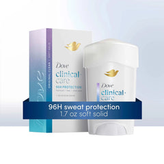 Dove Clinical + Care Antiperspirant Deodorant Stick for Women, 96H Clinical Strength Sweat & Odor Protection, With Nourishing Serum, Original Clean with Fresh Scent, 1.7 oz