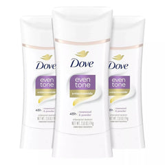 Dove Even Tone Antiperspirant Deodorant for Uneven Skin Tone Restoring Powder Sweat Block for All-Day Fresh Feeling 2.6 oz 3 Count