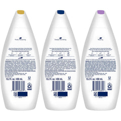 Dove Body Wash Variety 3-Pack – Relaxing Jasmine & Coconut Milk, Pampering Shea Butter & Warm Vanilla, Deeply Nourishing, Plant-Based Moisture for Soft, Smooth Skin, 15.2 Oz Ea