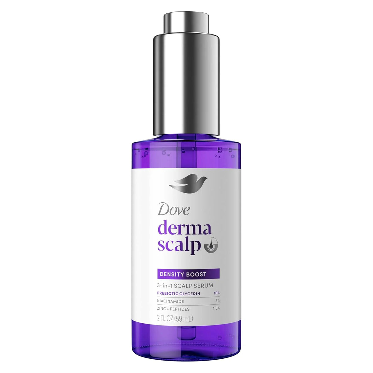Dove Derma Scalp Density Boost 3-in-1 Scalp Serum 1 ct With Prebiotic Glycerin, Zinc + Peptides, and Niacinamide For Breakage And Hair Thinning 2 oz