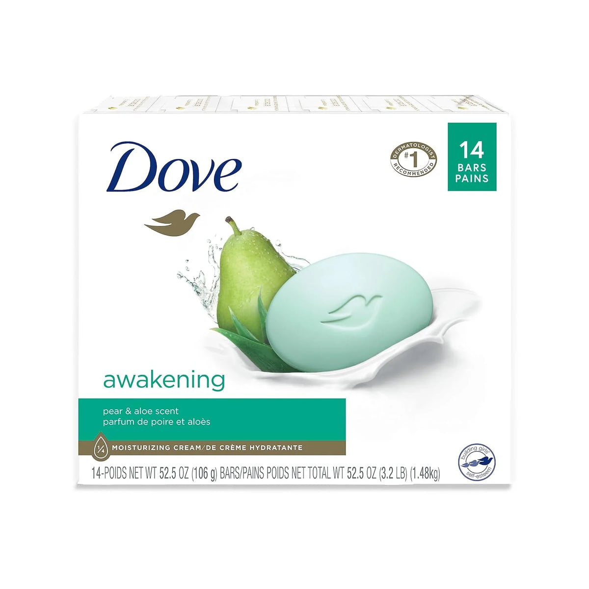 Dove go fresh Beauty Bar More Moisturizing Than Ordinary Bar Soap Rejuvenate Pear and Aloe Vera Scent 3.75 oz 14 Bars