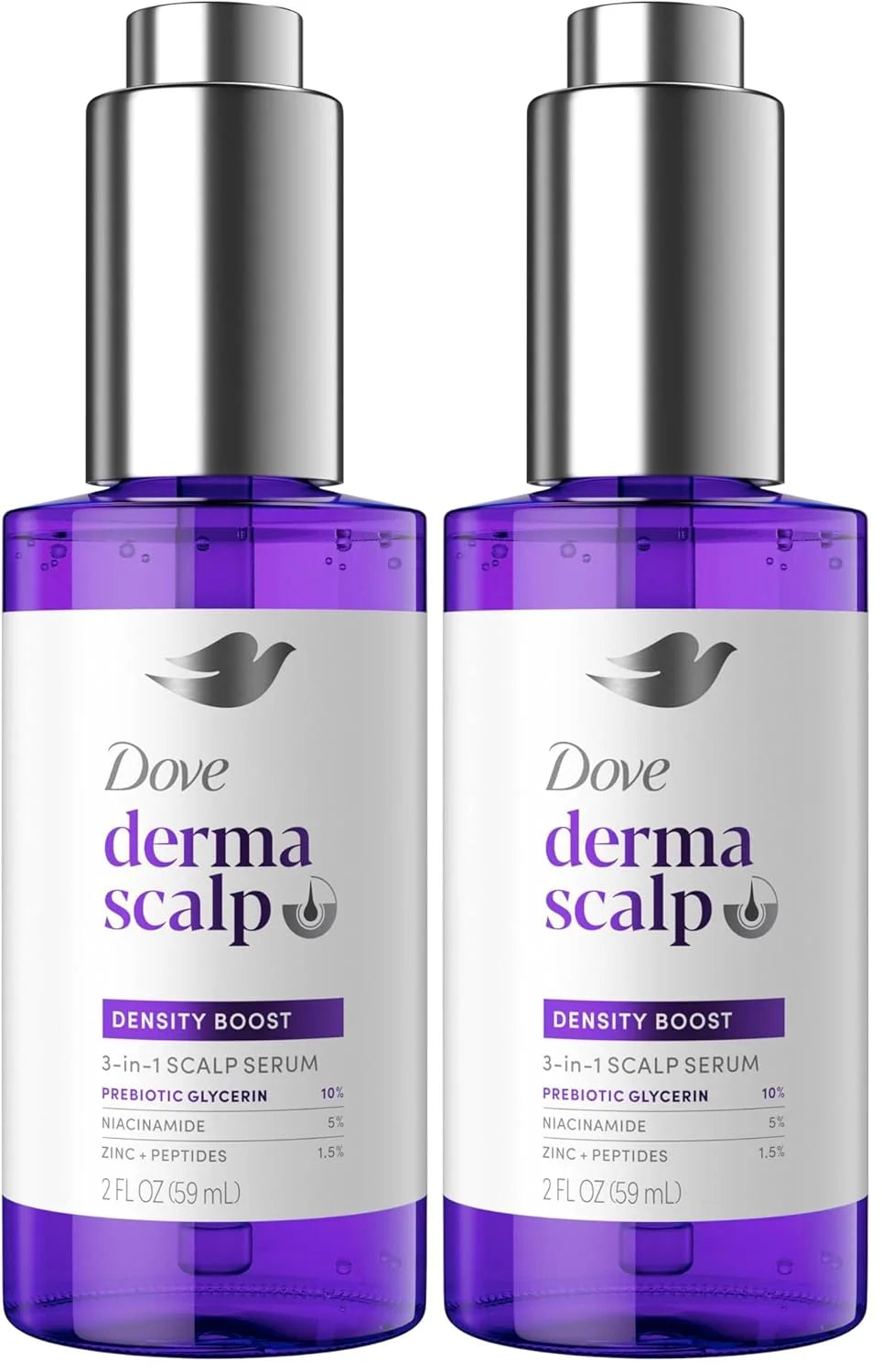 Dove Derma Scalp Density Boost 3-in-1 Scalp Serum With Prebiotic Glycerin,Zinc + Peptides,and Niacinamide For Breakage And Hair Thinning 2 oz,(Pack of 2)
