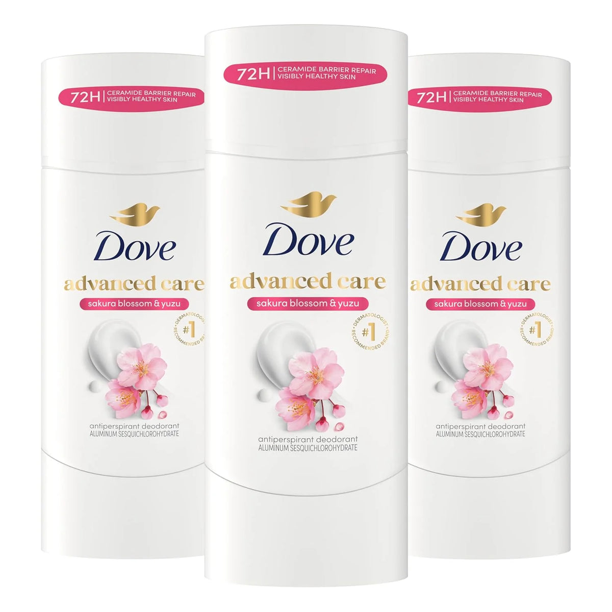Dove Advanced Care Antiperspirant Deodorant for Women Sakura Blossom & Yuzu 3 pack 72 hour sweat and odor protection 2.6 oz