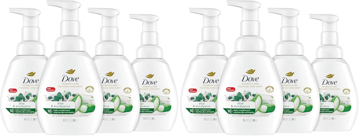 Dove Foaming Hand Wash Aloe & Eucalyptus Protects Skin from Dryness,More Moisturizers than the Leading Ordinary Hand Soap,10.1 oz,(Pack of 8)