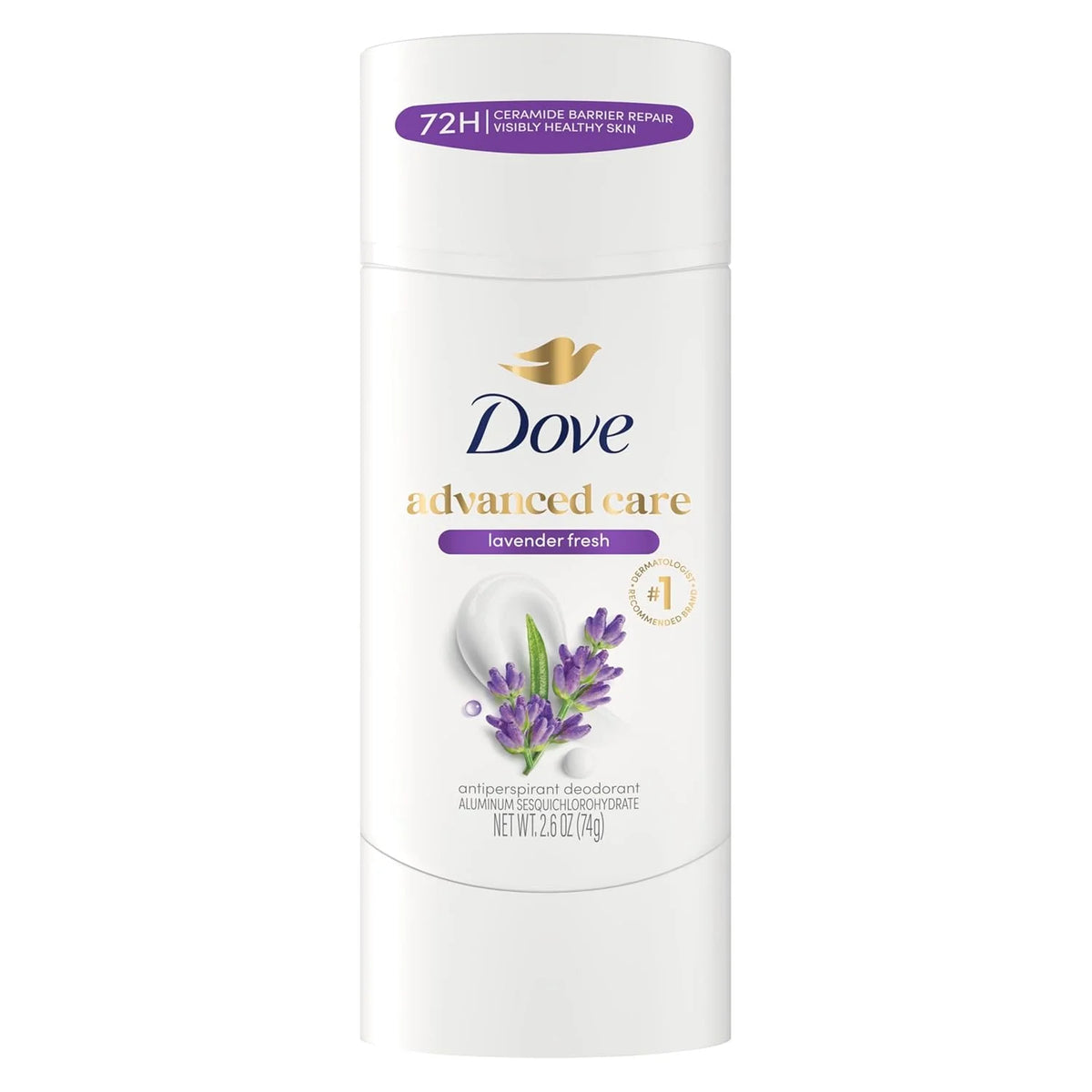 Dove Advanced Care Antiperspirant Deodorant Stick Lavender Fresh for Helping Repair Skin Barrier After Shaving, with 72-Hour Sweat & Odor Protection, 2.6 oz