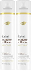 Dove Advanced Dry Shampoo Brunette Brillance Refresh & Revive Hair Without Water Refresh Hair with a Hint of Brunette Tint 7.3 oz (Pack of 2)