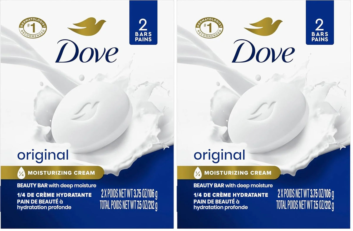 Dove Beauty Bar Gentle Skin Cleanser Moisturizing for Gentle Soft Skin Care Original Made With 1/4 Moisturizing Cream 3.75 oz 2 Bars, Pack of 24
