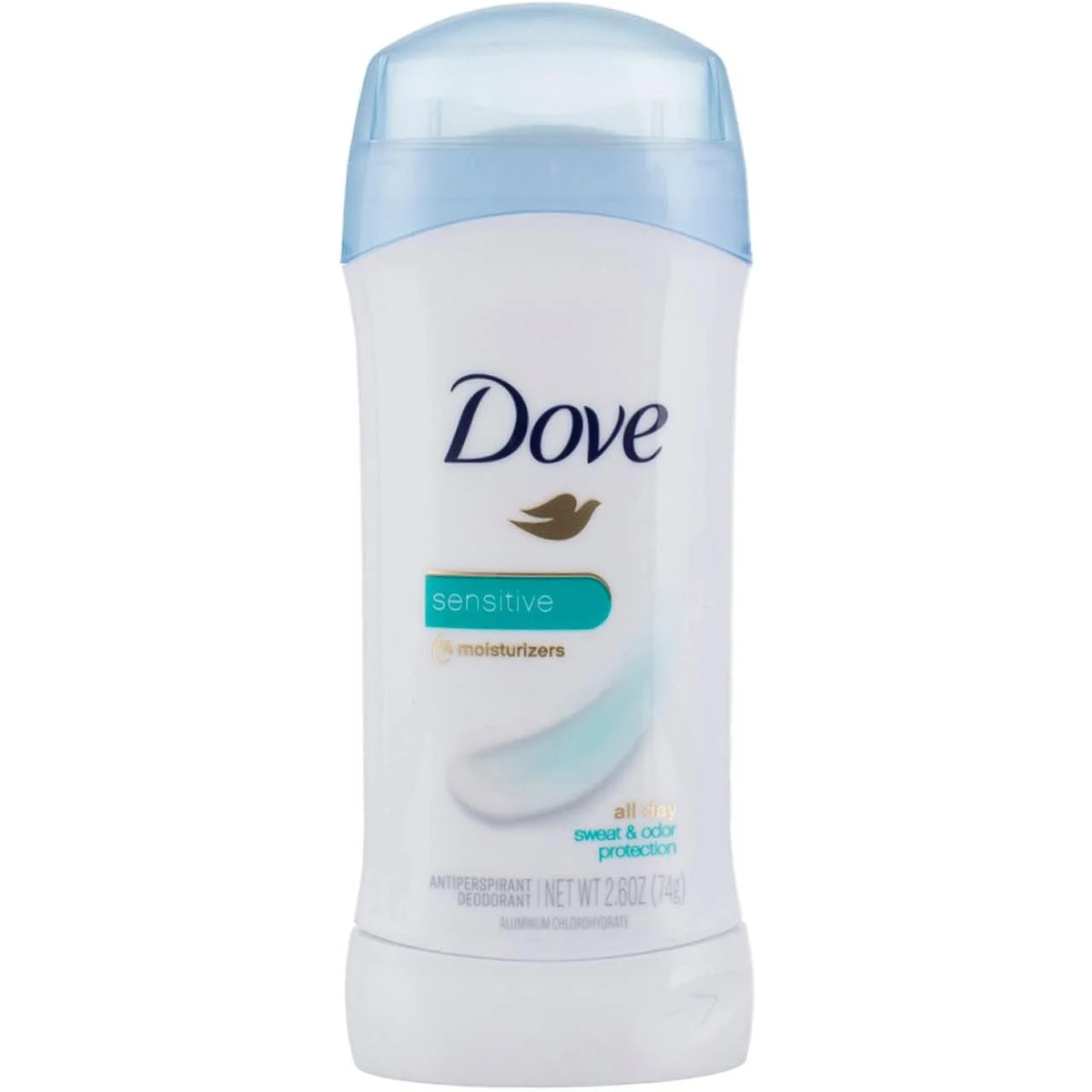 Dove AntiPerspirant Deodorant Sensitive Skin, White, Unscented, 2.6 Oz (Pack of 4)